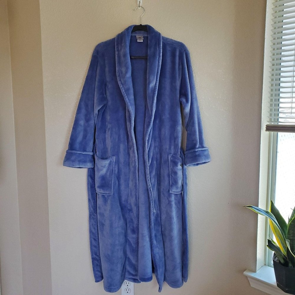 NATORI PLUSH ROBE W/BELT M PURPLE - Picture 4 of 9